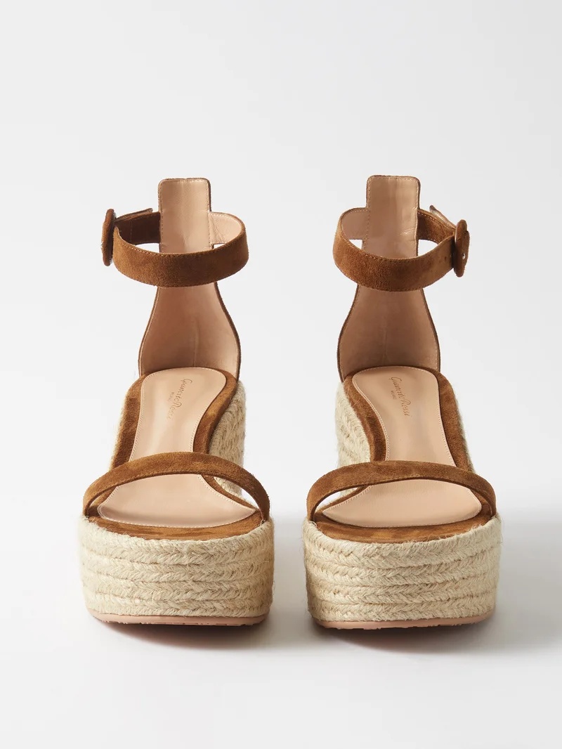 GIANVITO ROSSI 45 suede espadrille wedge sandals