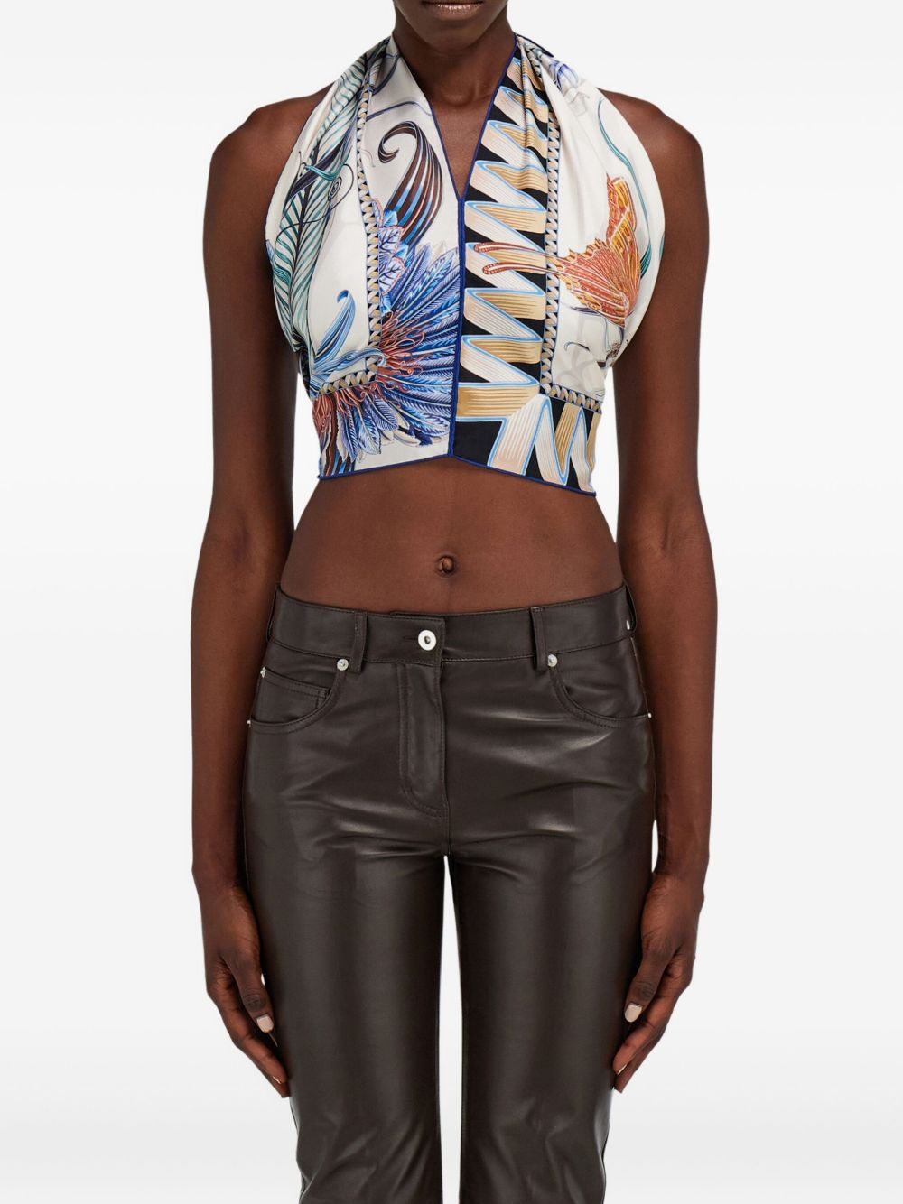 printed halterneck top - 2