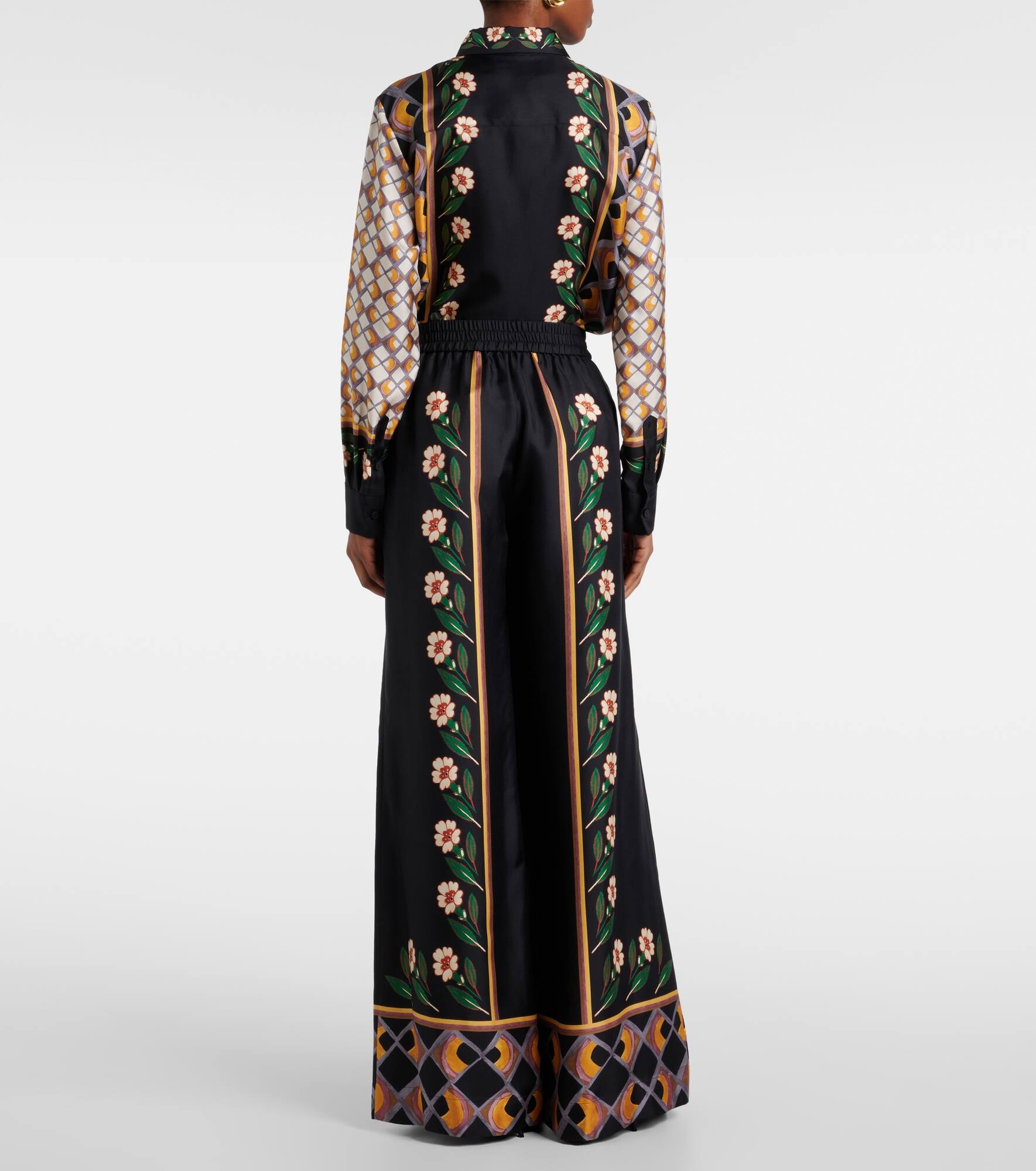 Printed silk twill palazzo pants - 3