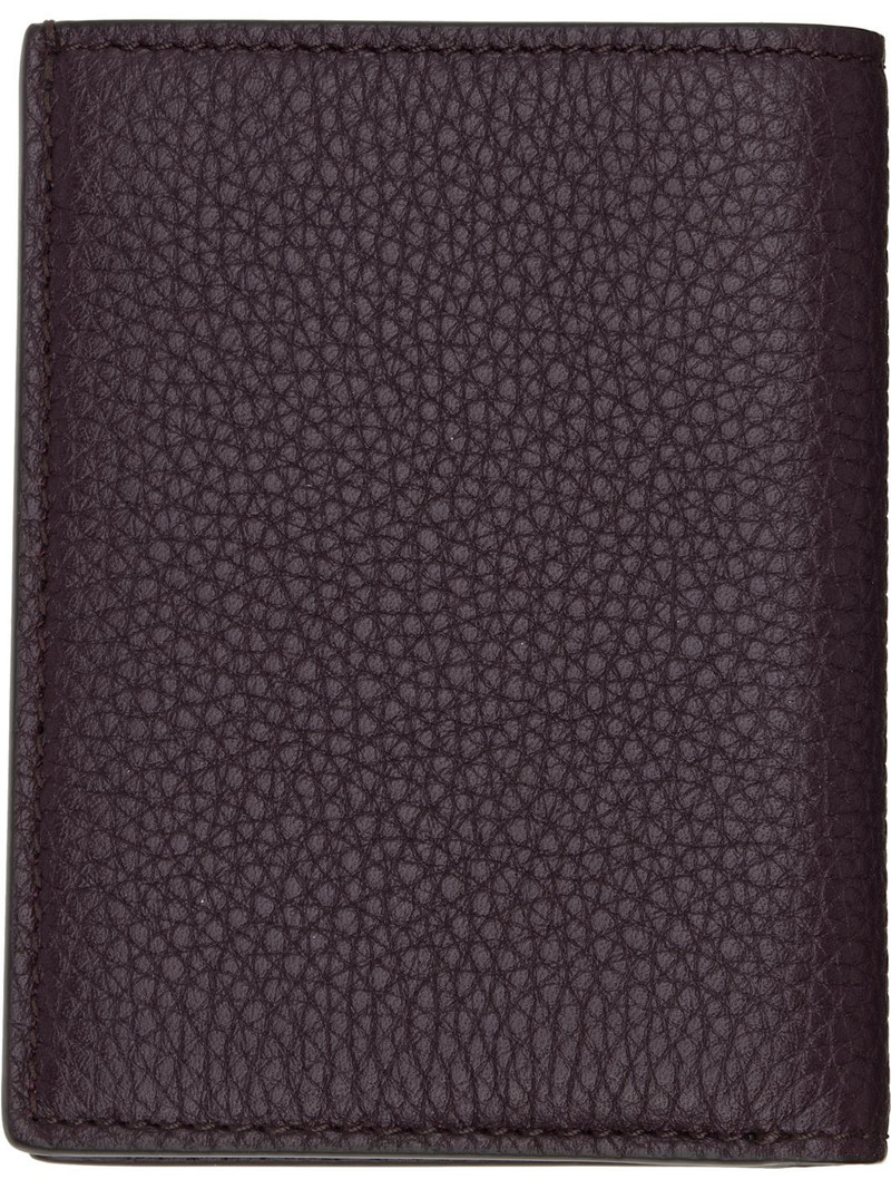 TOM FORD Burgundy Grain Leather Folding Card Holder outlook