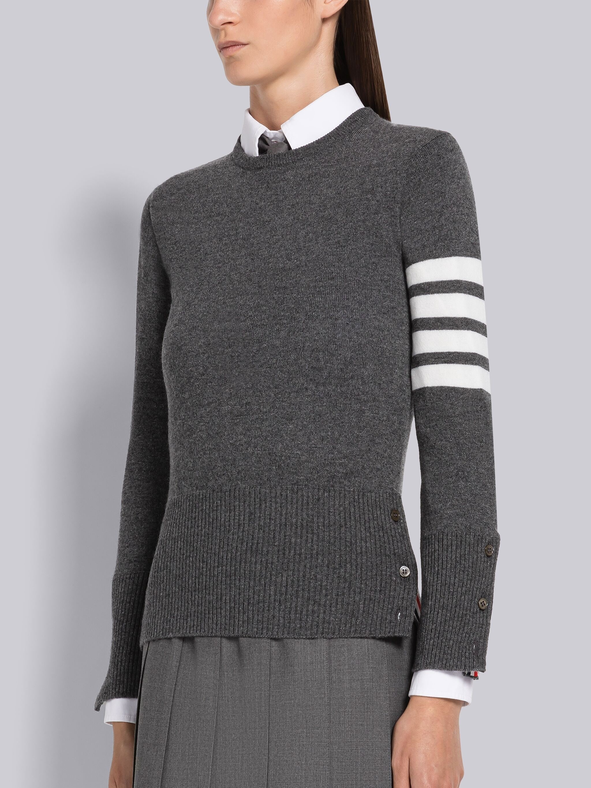 CASHMERE 4-BAR CLASSIC CREW NECK PULLOVER - 2