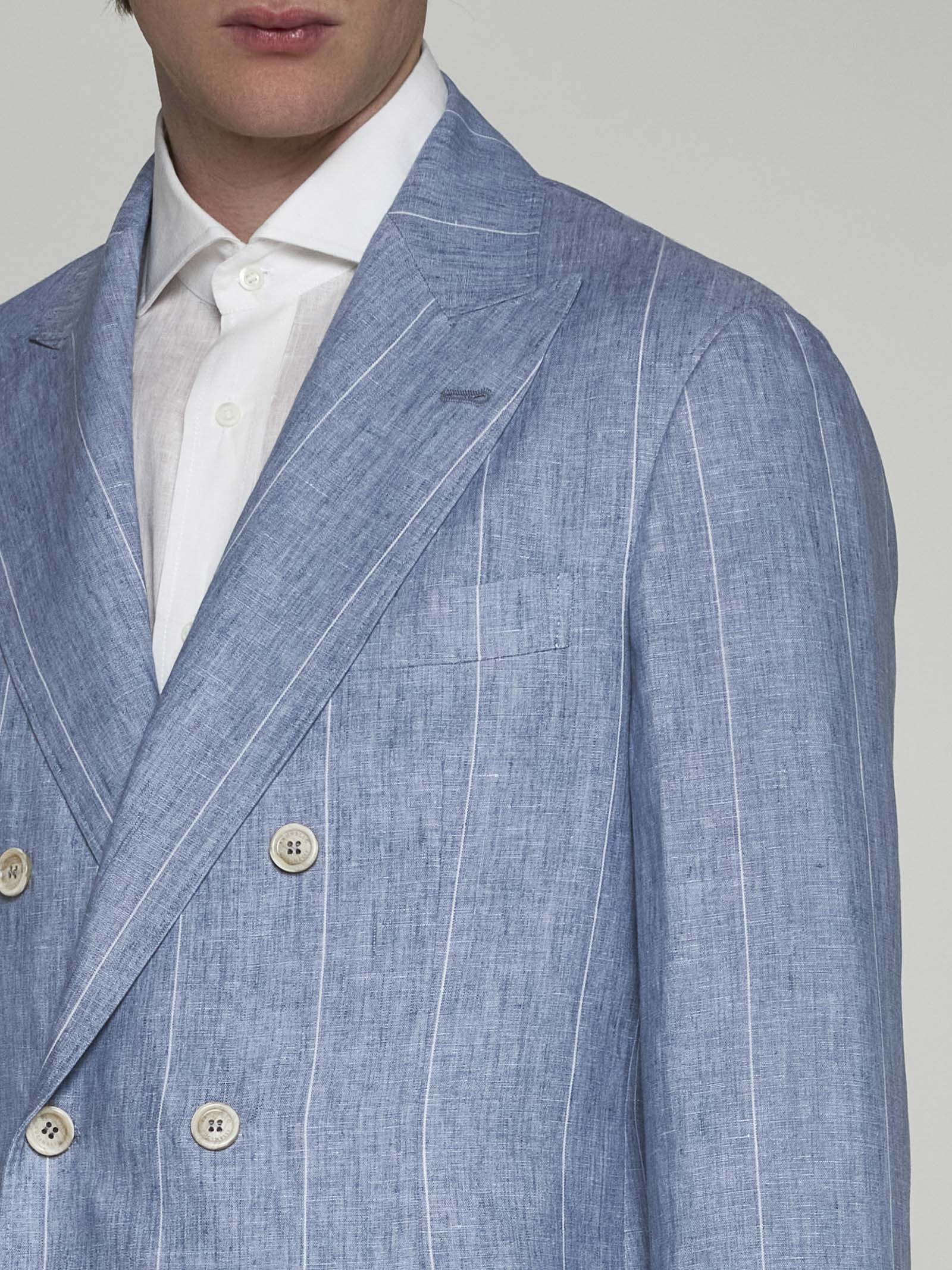 Pinstriped linen double-breasted suit - 4
