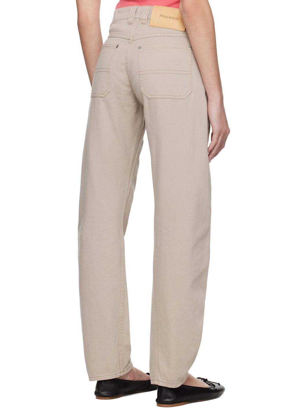 Taupe Twisted Slim Leg Denim Jeans - 3