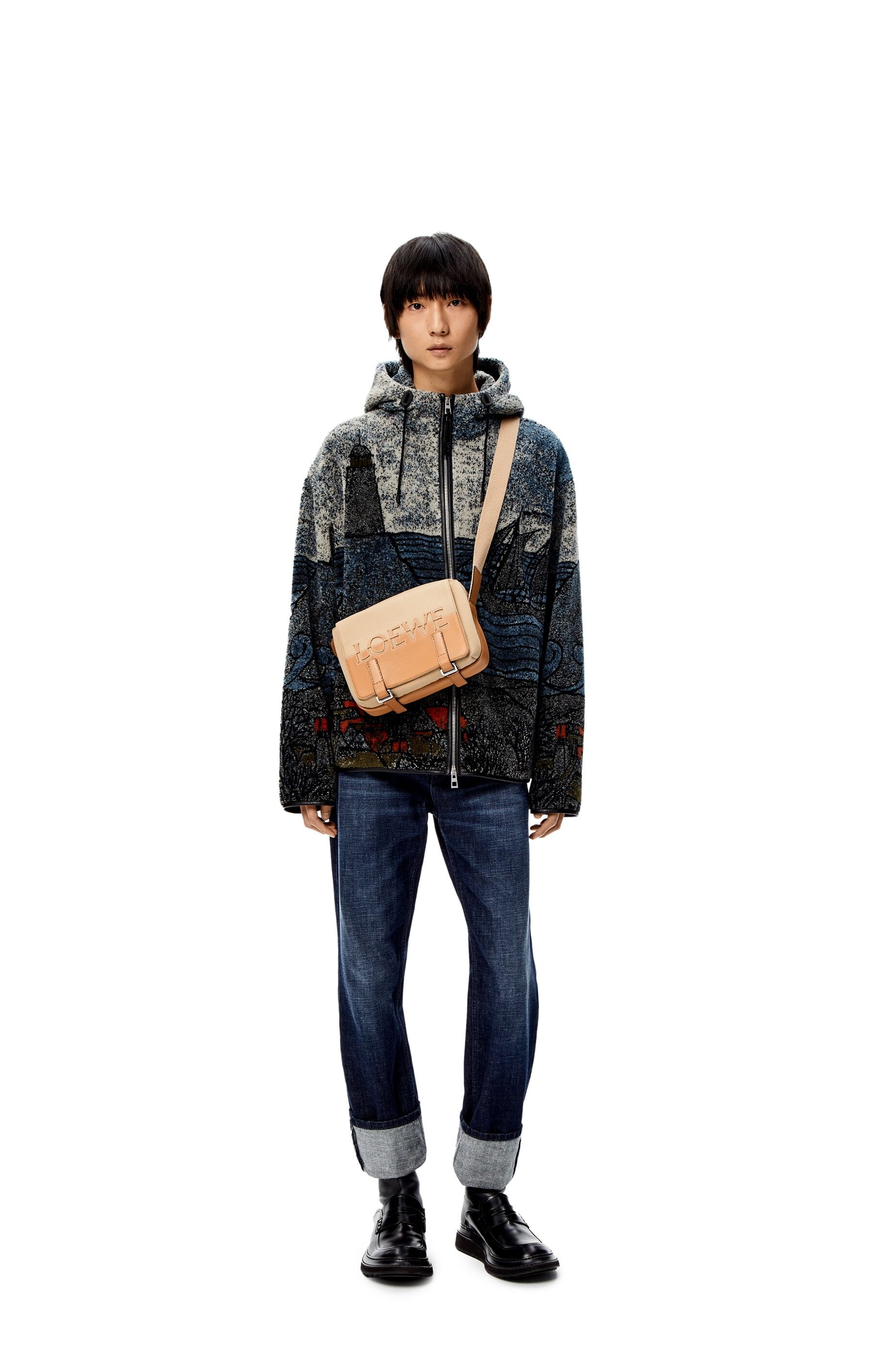 Signature XS Military messenger bag in canvas and classic calfskin - 2