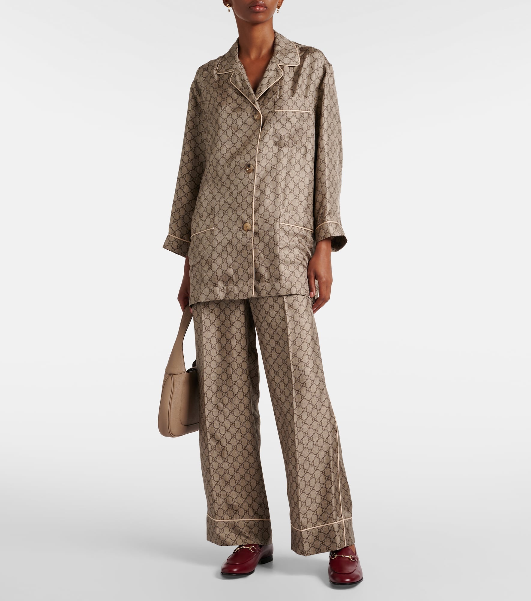 GG Supreme wide-leg silk pants - 2