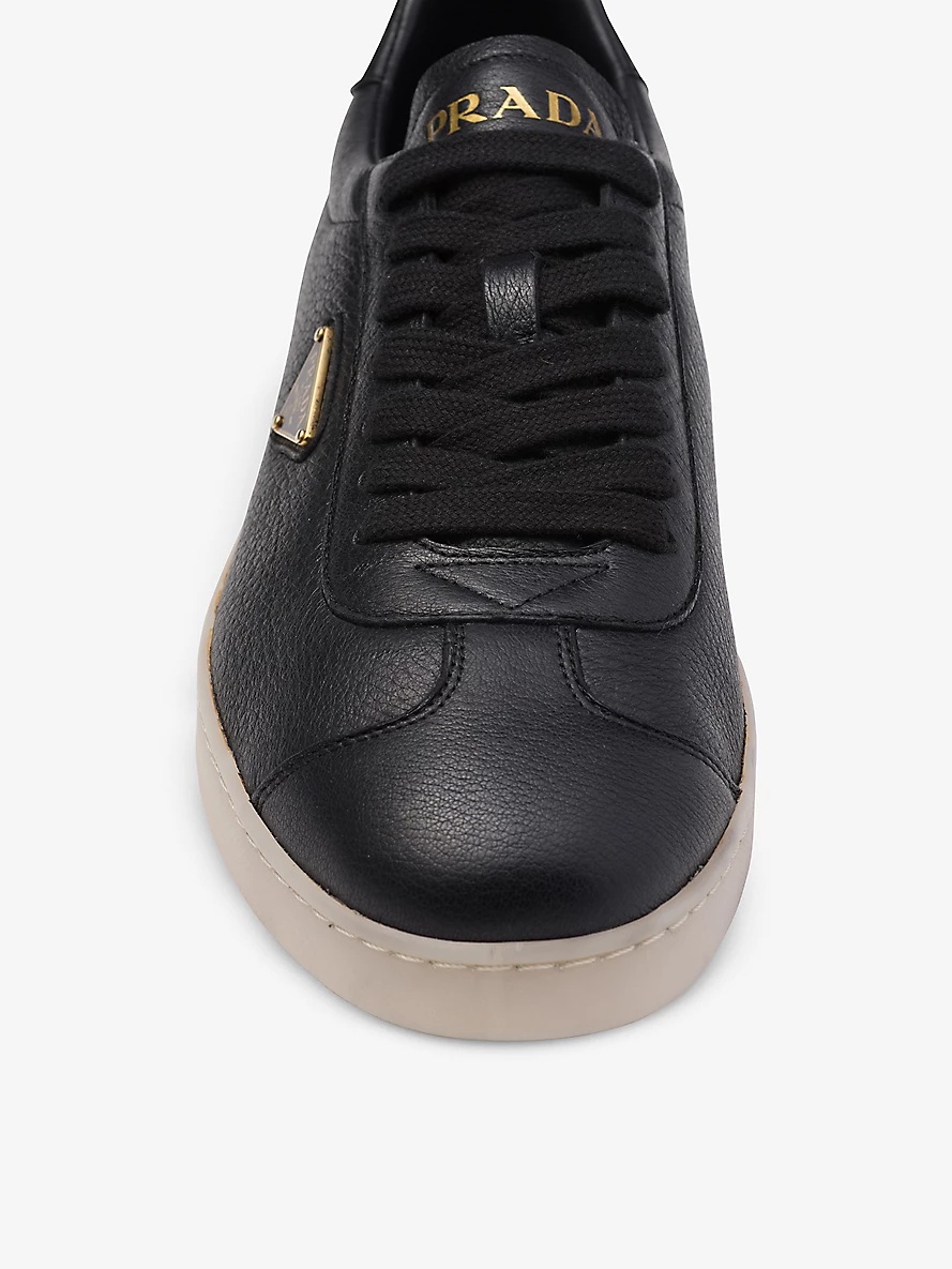 Lane brand-plaque leather low-top trainers - 5