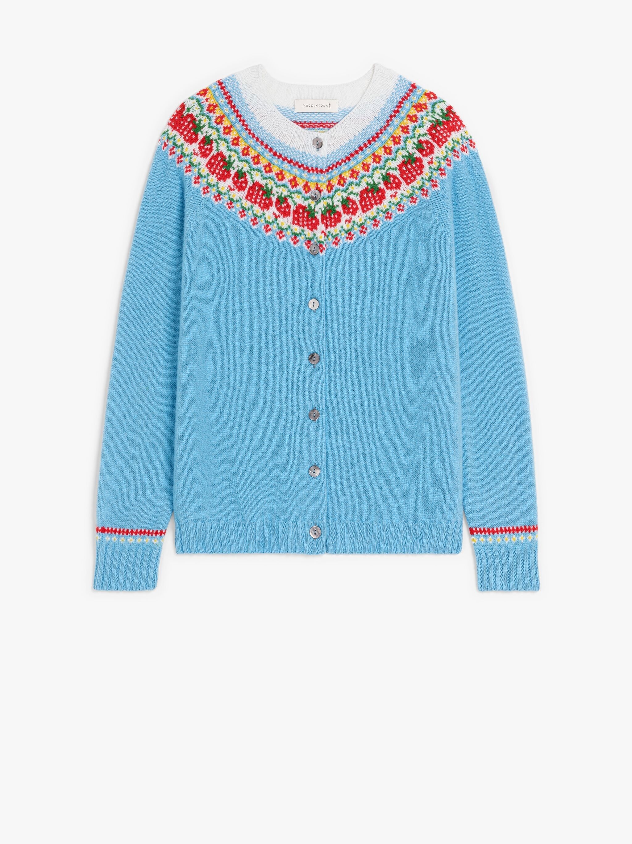 KILLIAN BLUE WOOL FAIR ISLE CARDIGAN - 1