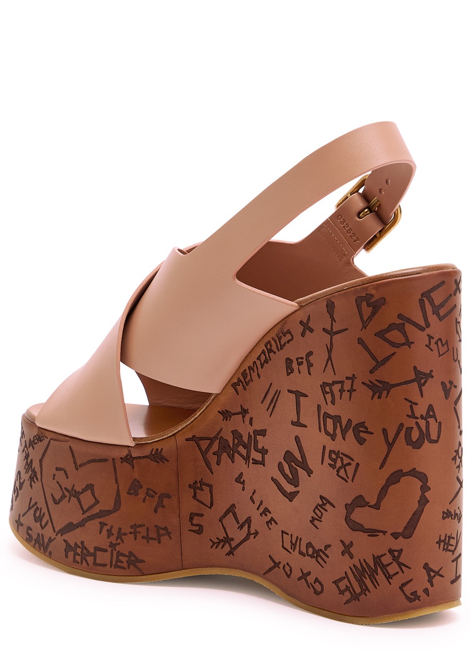 Chloe Maxime Leather Platform Wedge Sandals - 2