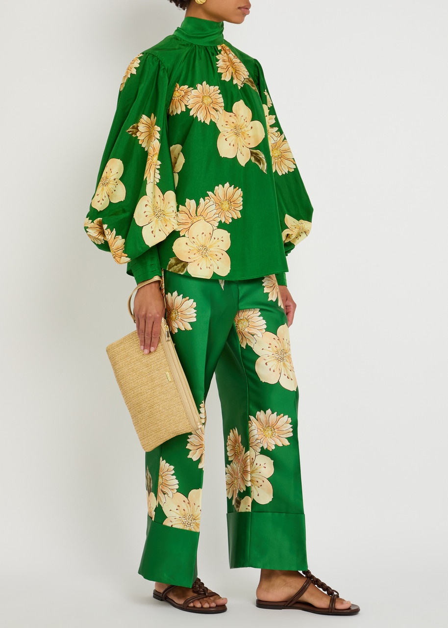 Alemais Sage Floral-print Silk Blouse - 4