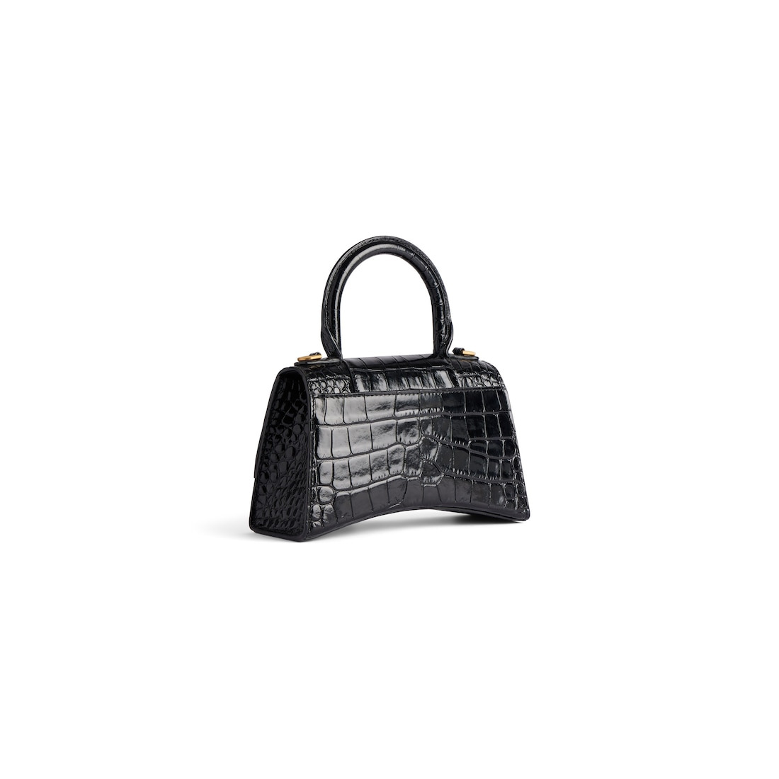 Women's Hourglass Xs Handbag Crocodile Embossed in Black - 3