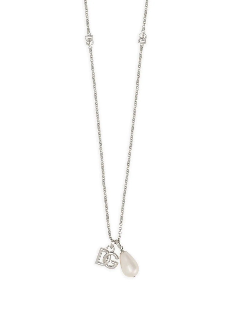 LOGO-PLAQUE PEARL-PENDANT NECKLACE - 2