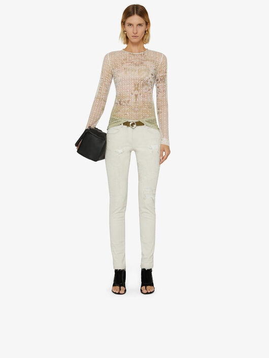 SLIM FIT JEANS IN DESTROYED DENIM - 2