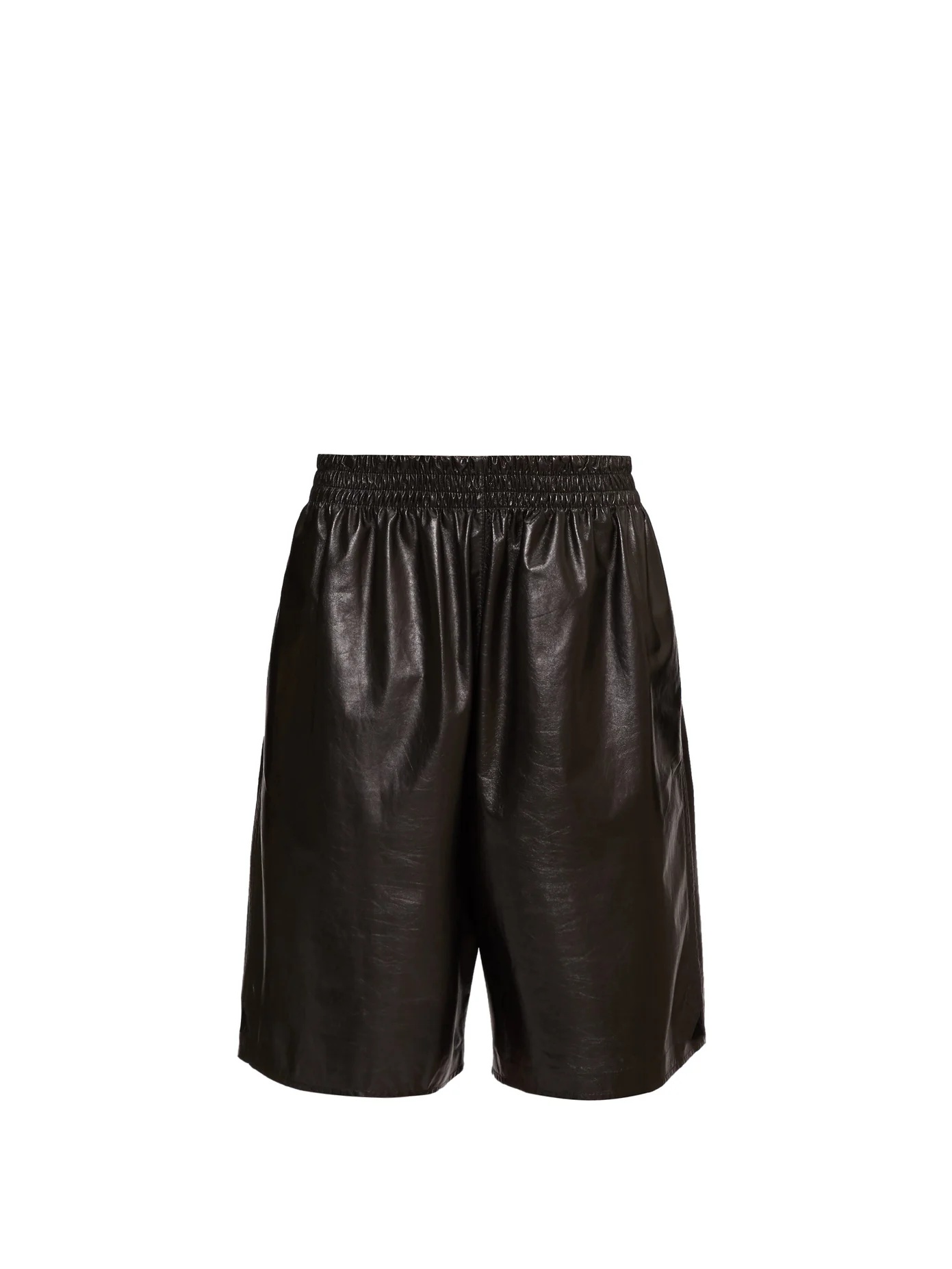 Elasticated-waist leather shorts - 1