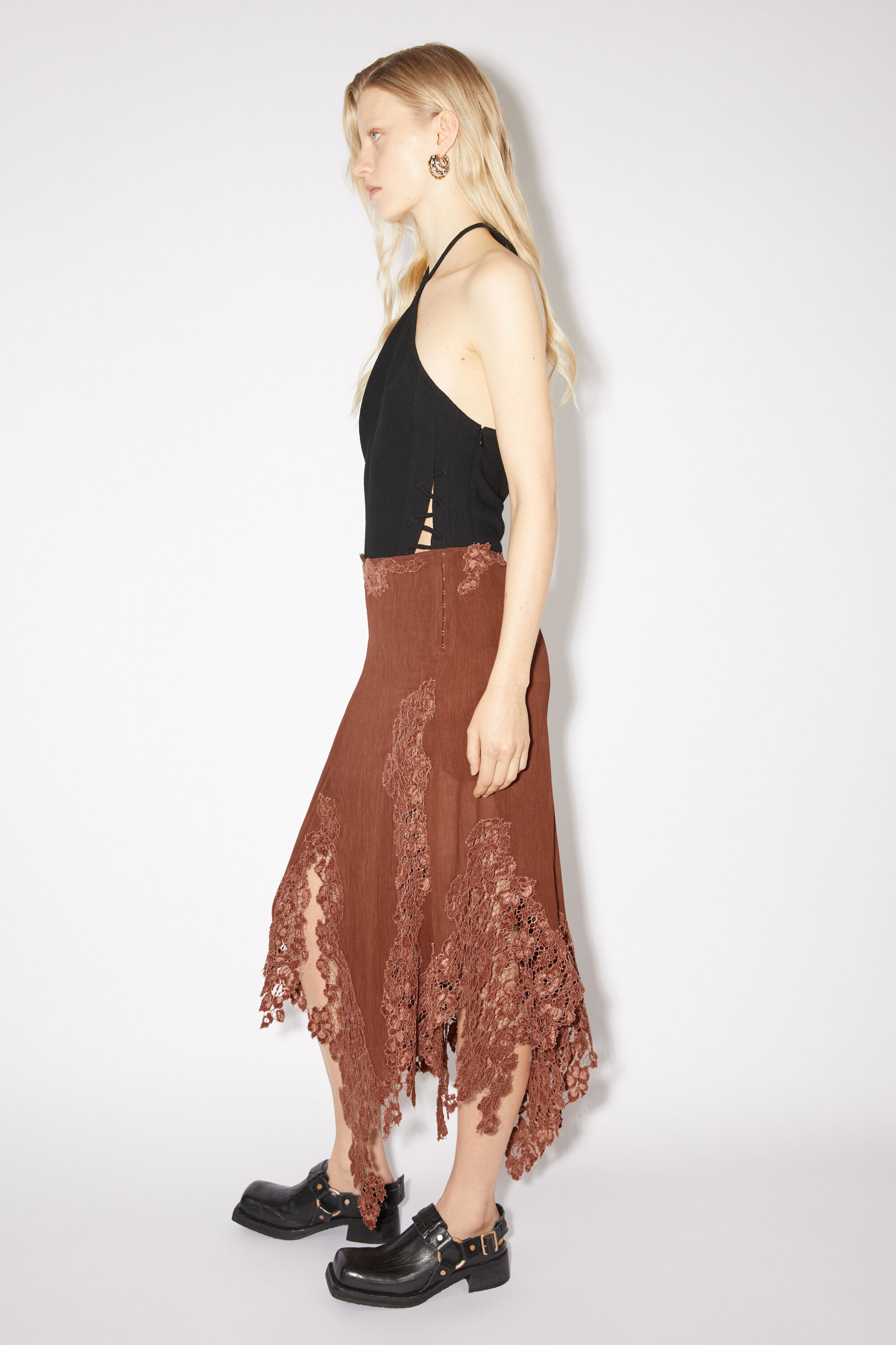 Midi lace skirt - Rust brown - 4