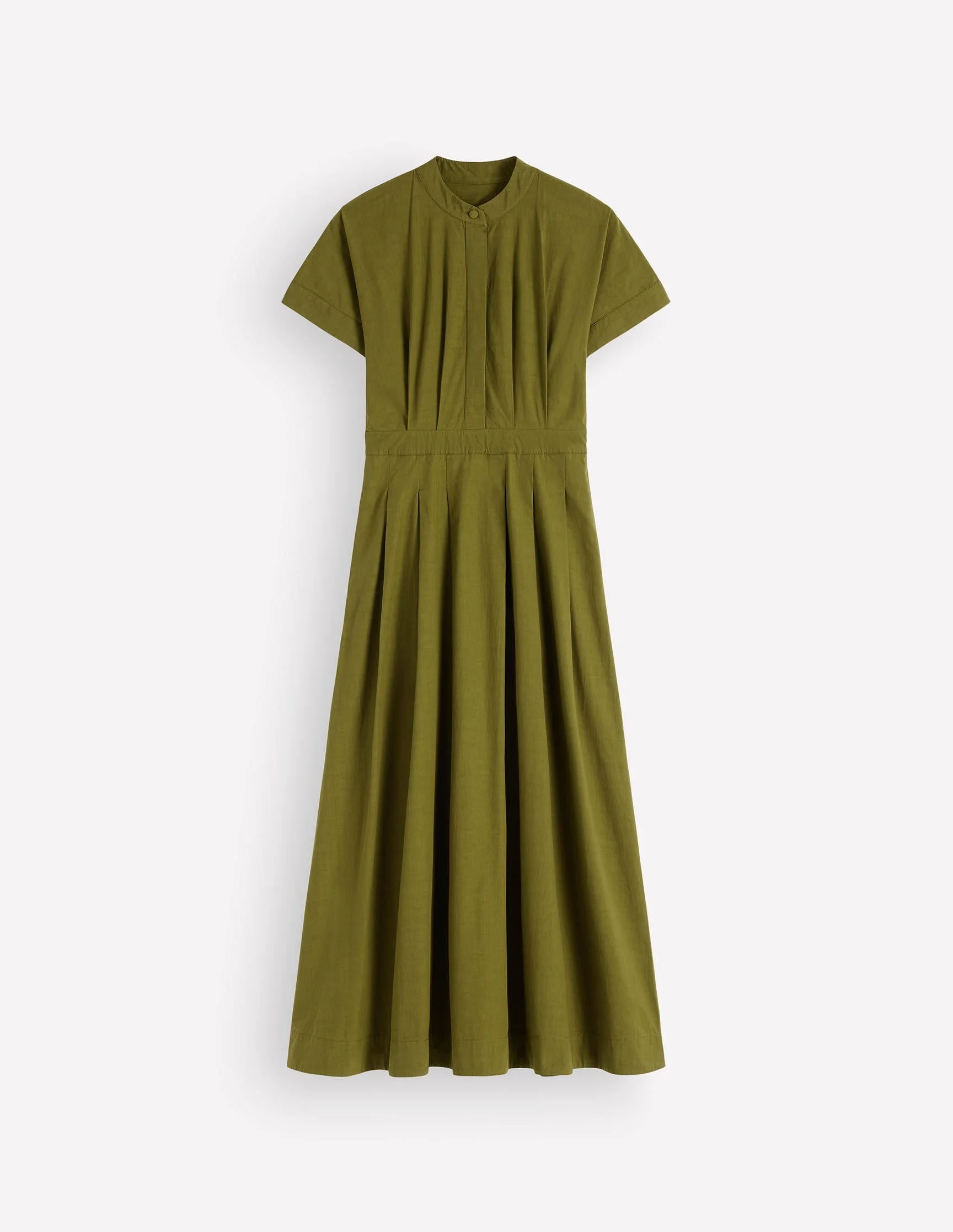 Grown On Sleeve Midi Dress-Olive - 1