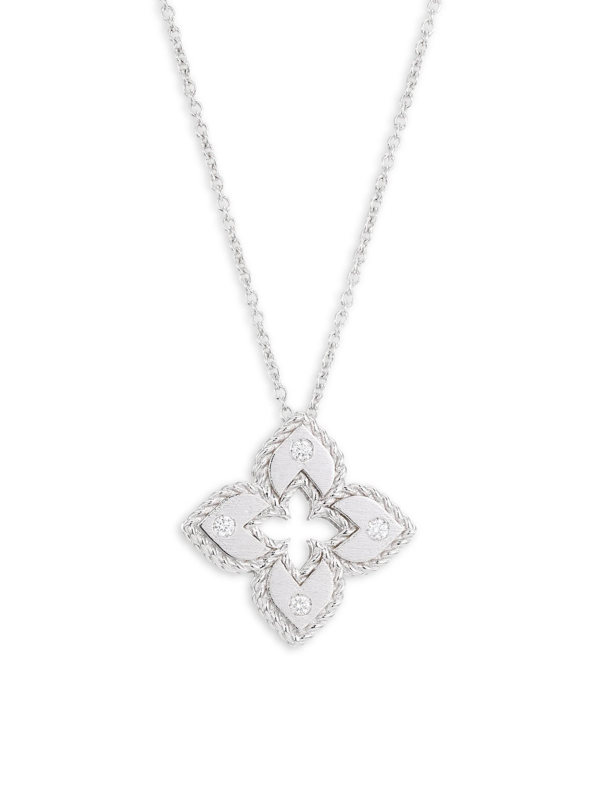 Women's Petite Venetian Extra-Small 18K White Gold & Diamond Pendant Necklace - White Gold - 1