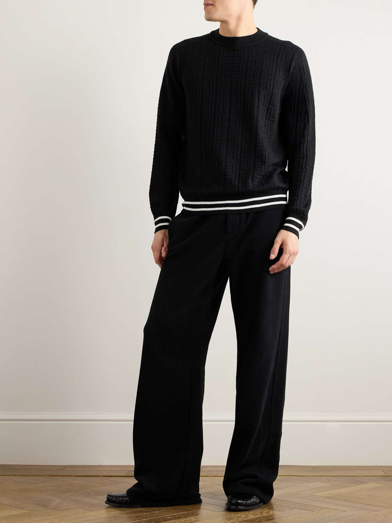 Balmain Striped Monogrammed Merino Wool Sweater outlook