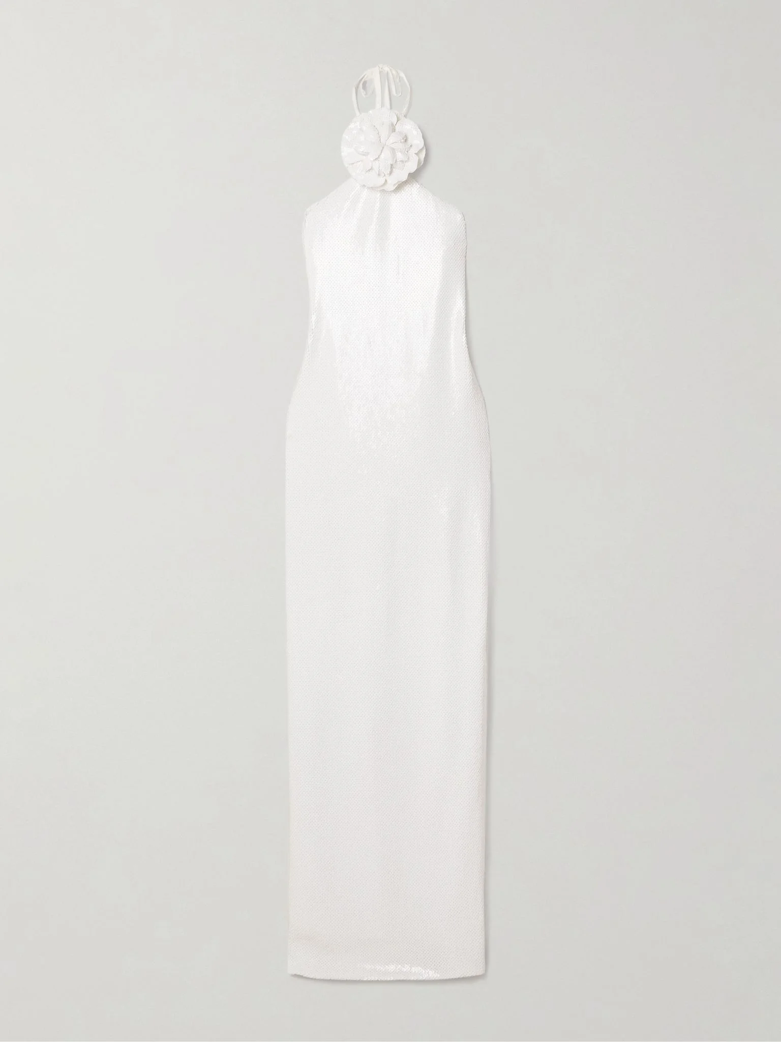 Embellished sequined tulle halterneck gown White - 1