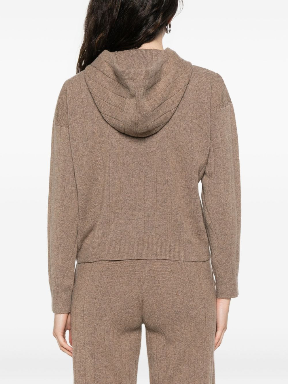 hooded zip-up cardigan - 4