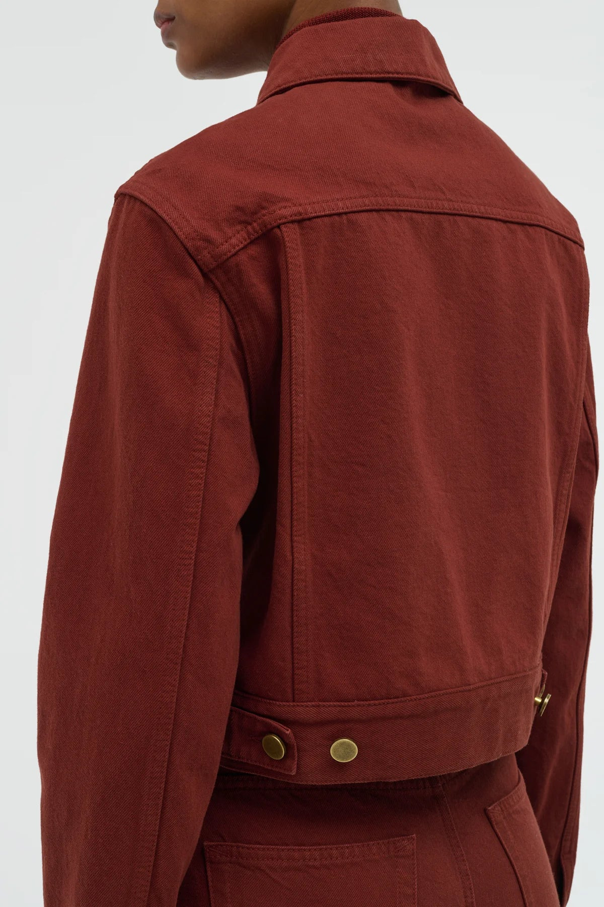 Bronte Jacket in Burnt Sienna Recycled Cotton Denim - 6