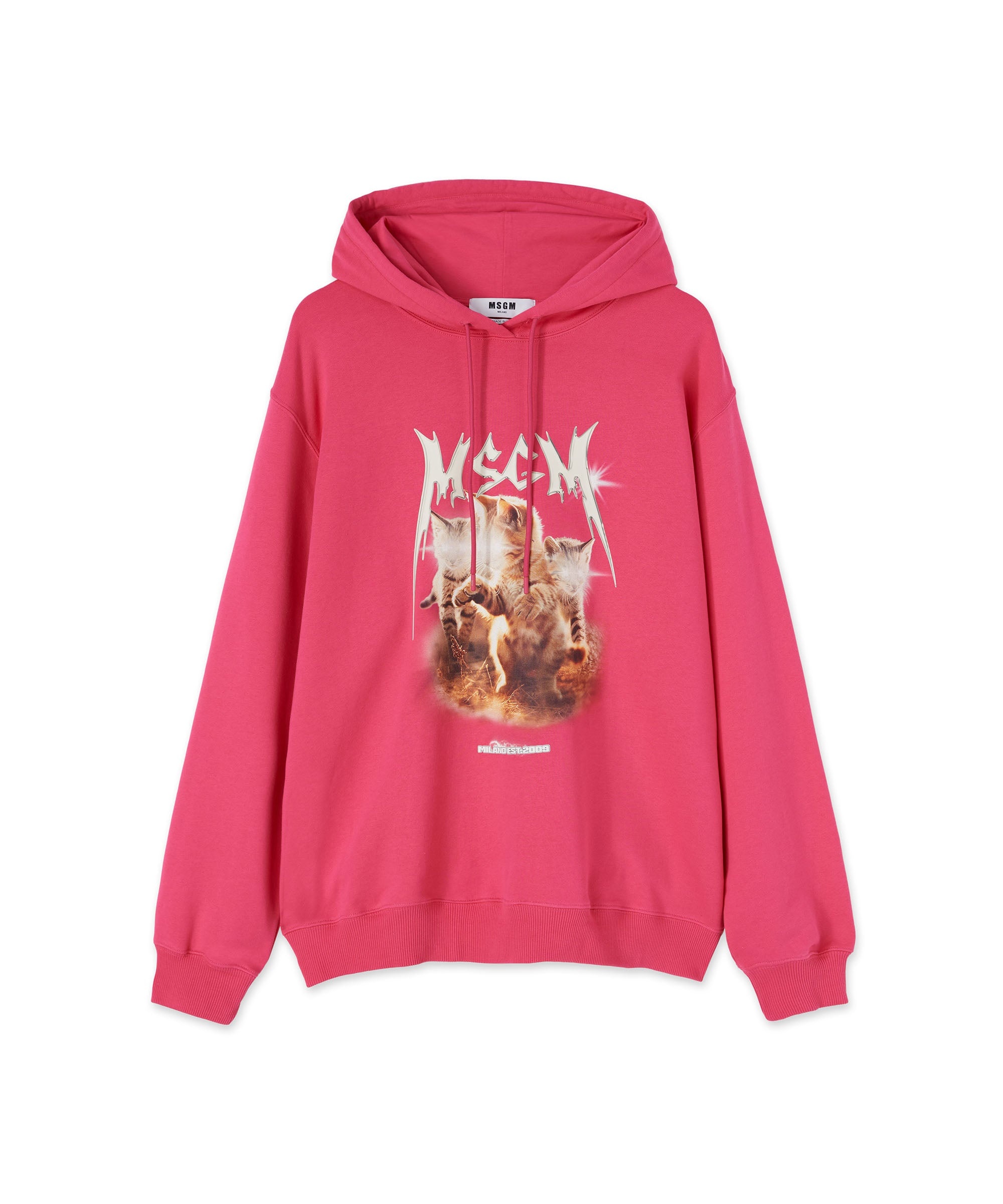 Hooded sweatshirt with "Laser eyed cat" graphic - 1