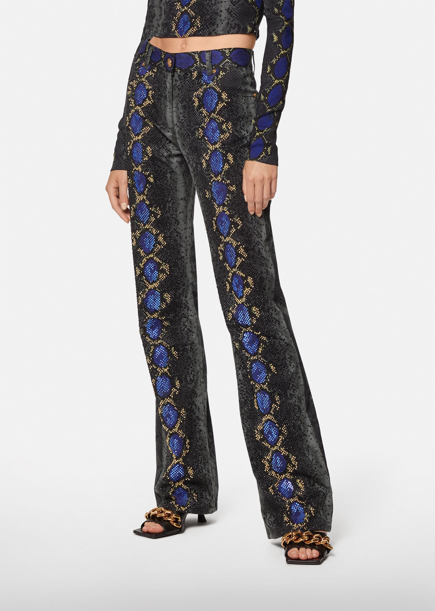 Python Print Studded Jeans - 2