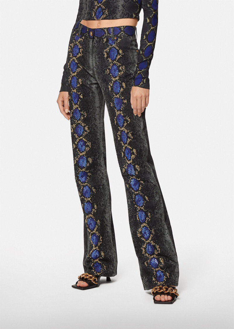 VERSACE Python Print Studded Jeans outlook