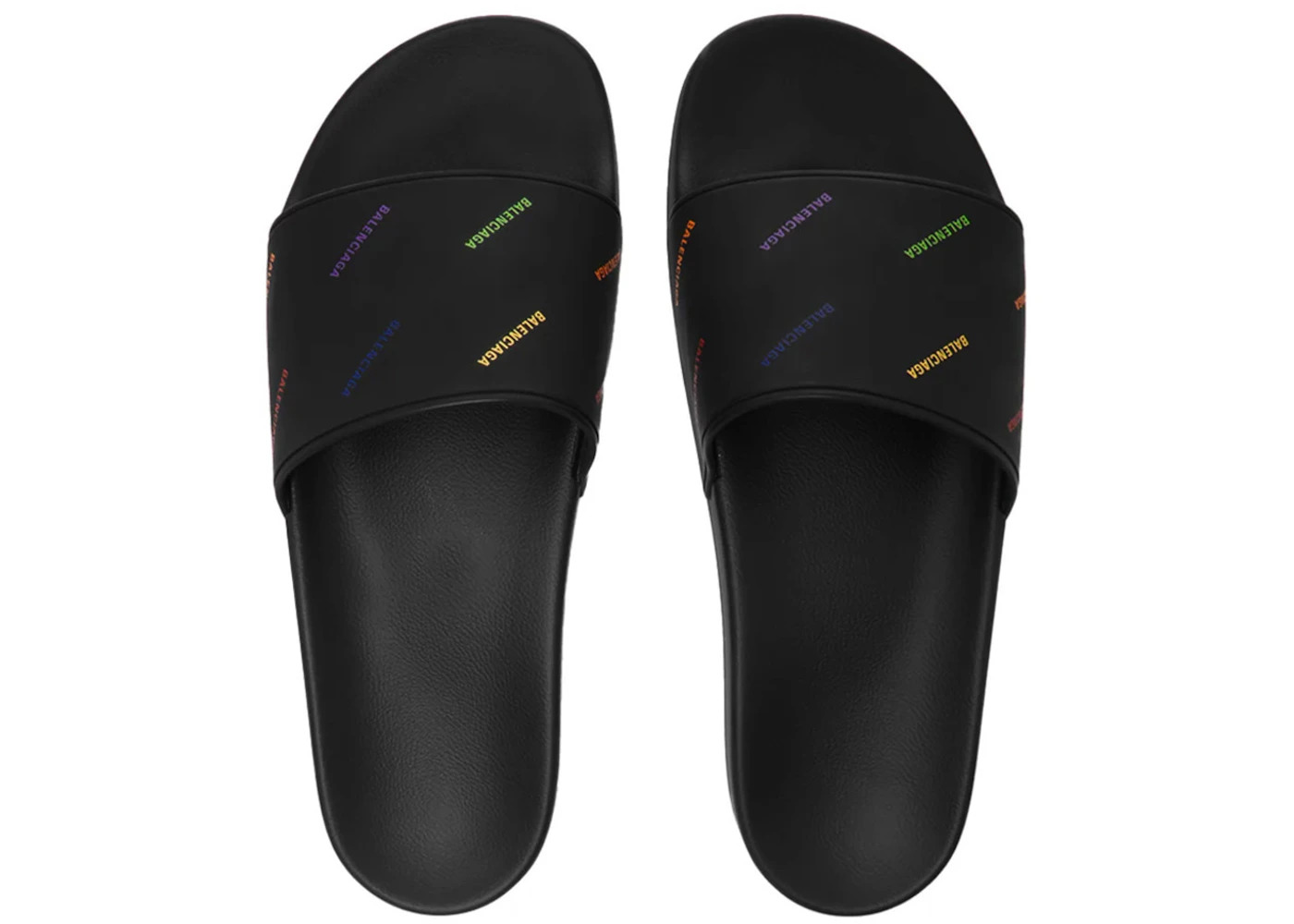 Balenciaga Pride Pool Slides Black White Multi - 2