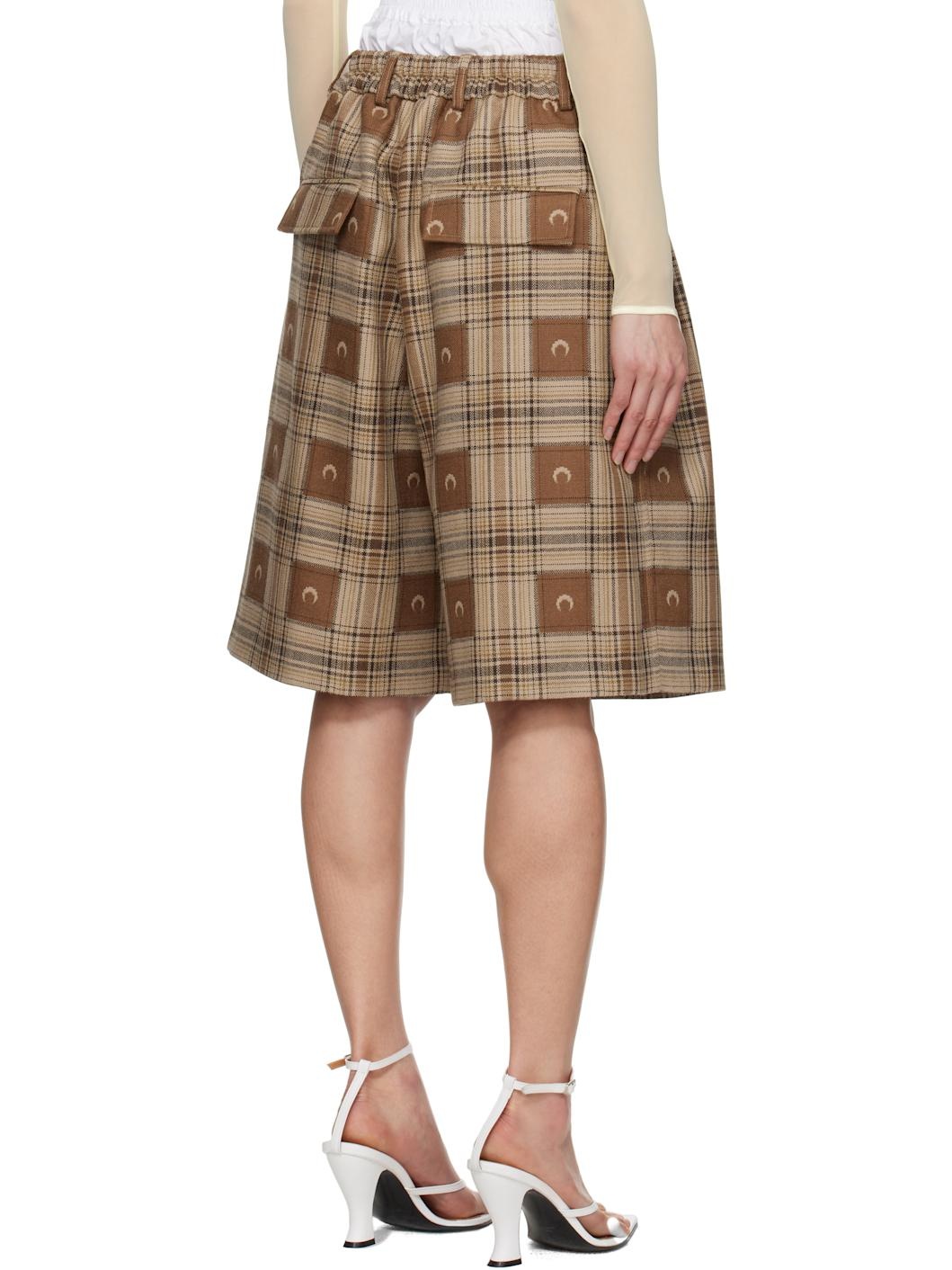 Brown Moon Checks Jacquard Shorts - 3