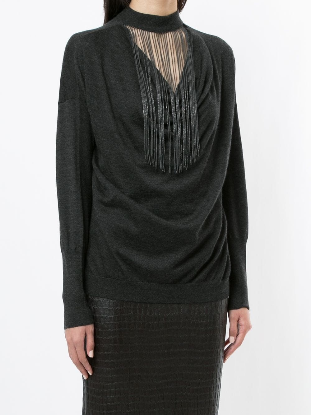 beaded fringe detail jumper - 3