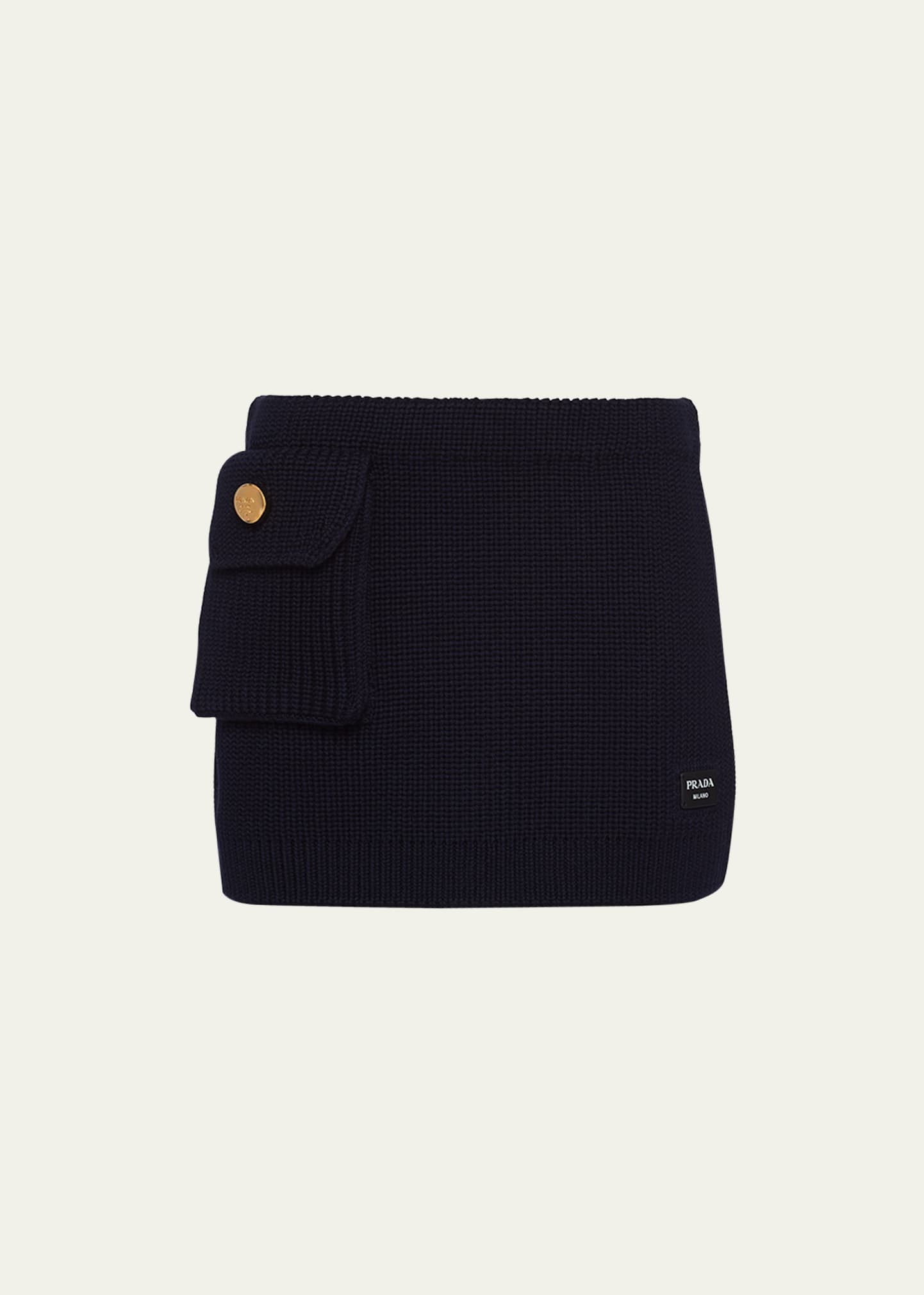 Flap Pocket Wool Mini Skirt - 1