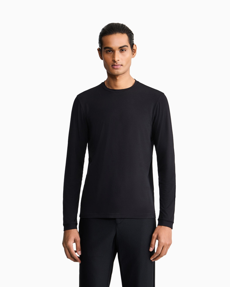 GIORGIO ARMANI Stretch viscose jersey jumper with crew neck and long sleeves outlook