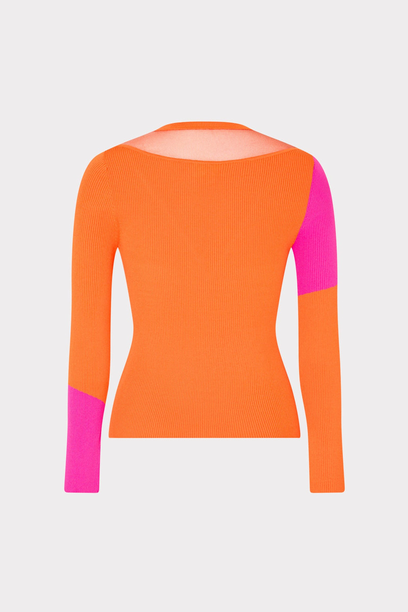 Color Block Sheer Graphic Crewneck 3