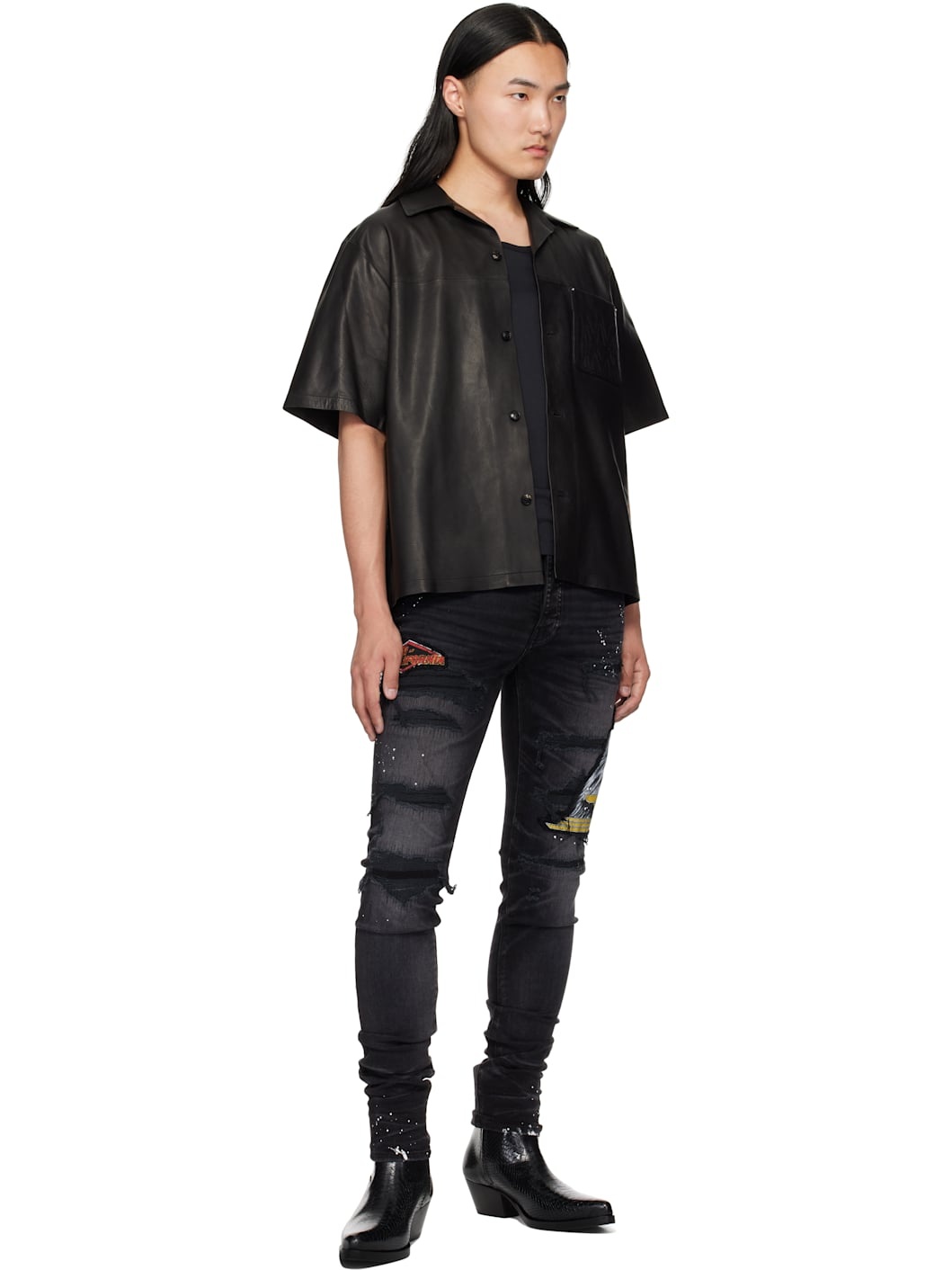 Black MA Cement Thrasher Skinny Jeans - 4