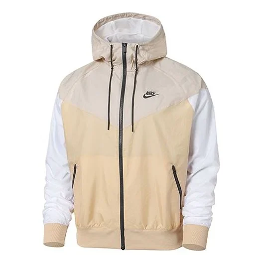 Nike Colorblock Zipper Windproof Hooded Jacket Men's Beige / / White Gray DA0001-268 - 1