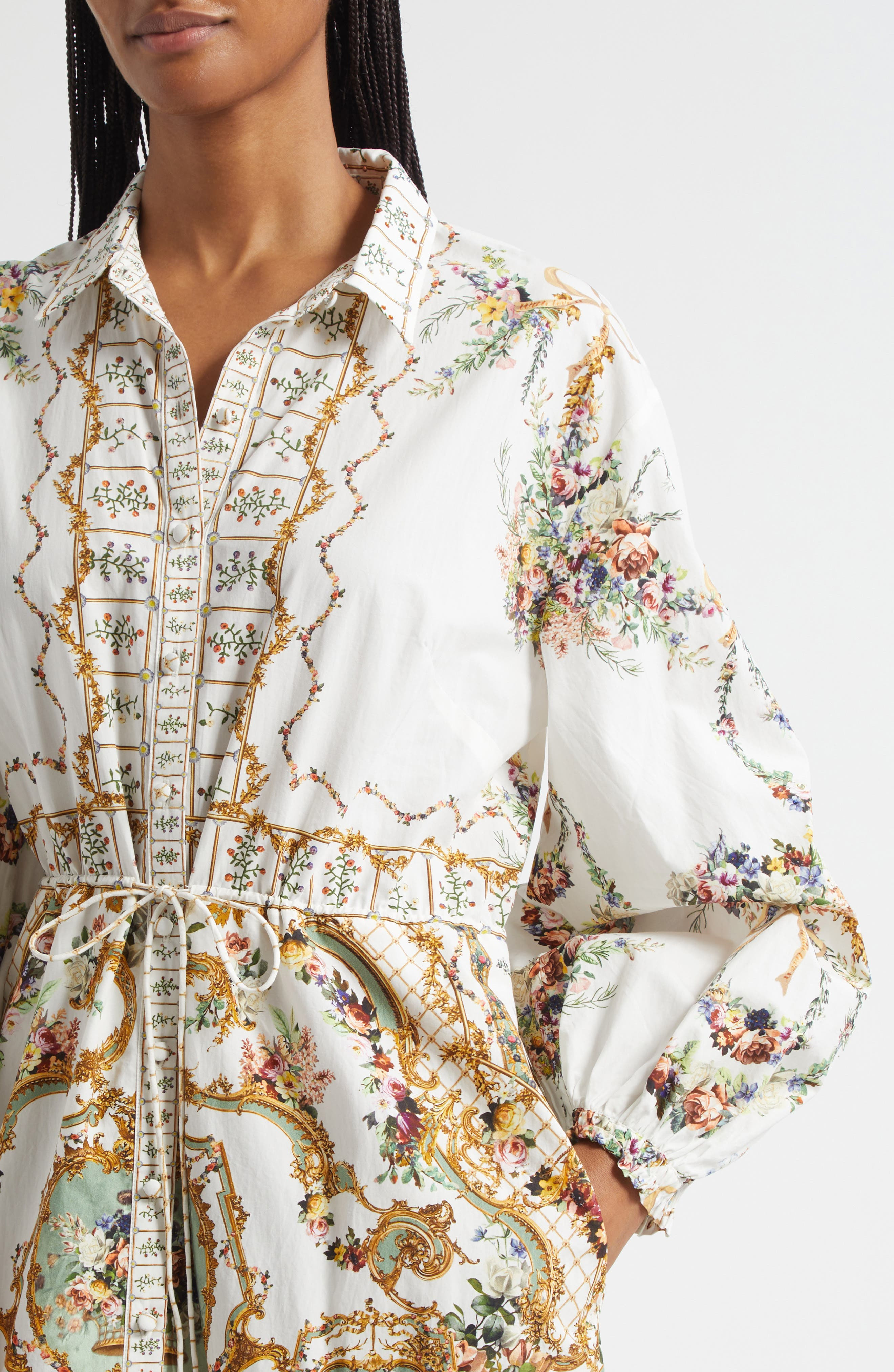 Camilla Dressing Room Drama Tiered Long Sleeve Poplin Shirtdress at Nordstrom - 4