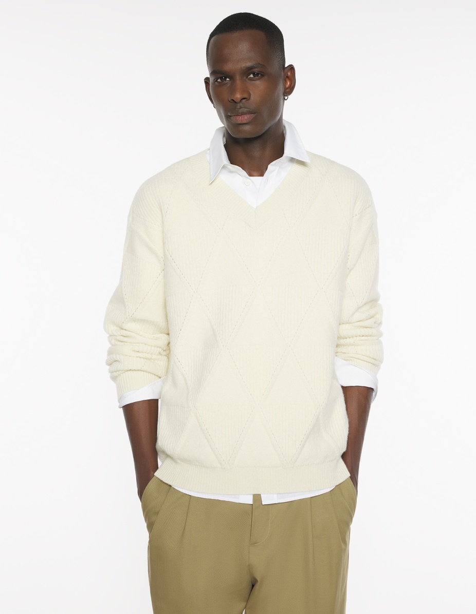 TEXTURED WOOL ARGYLE JUMPER - 3