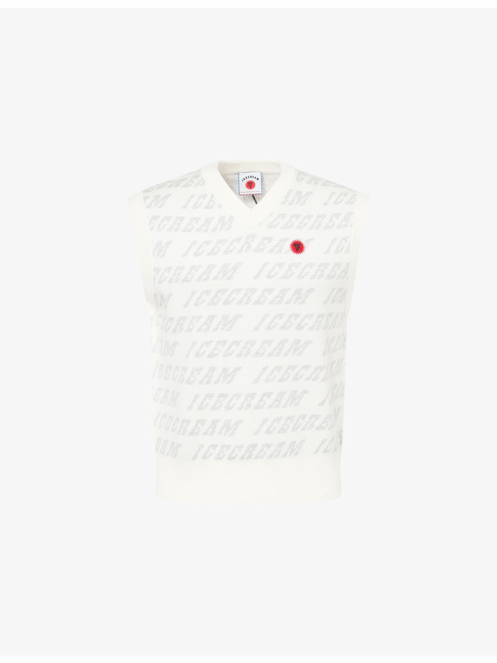 Repeat Logo V-Neck Cotton And Wool Vest - 1