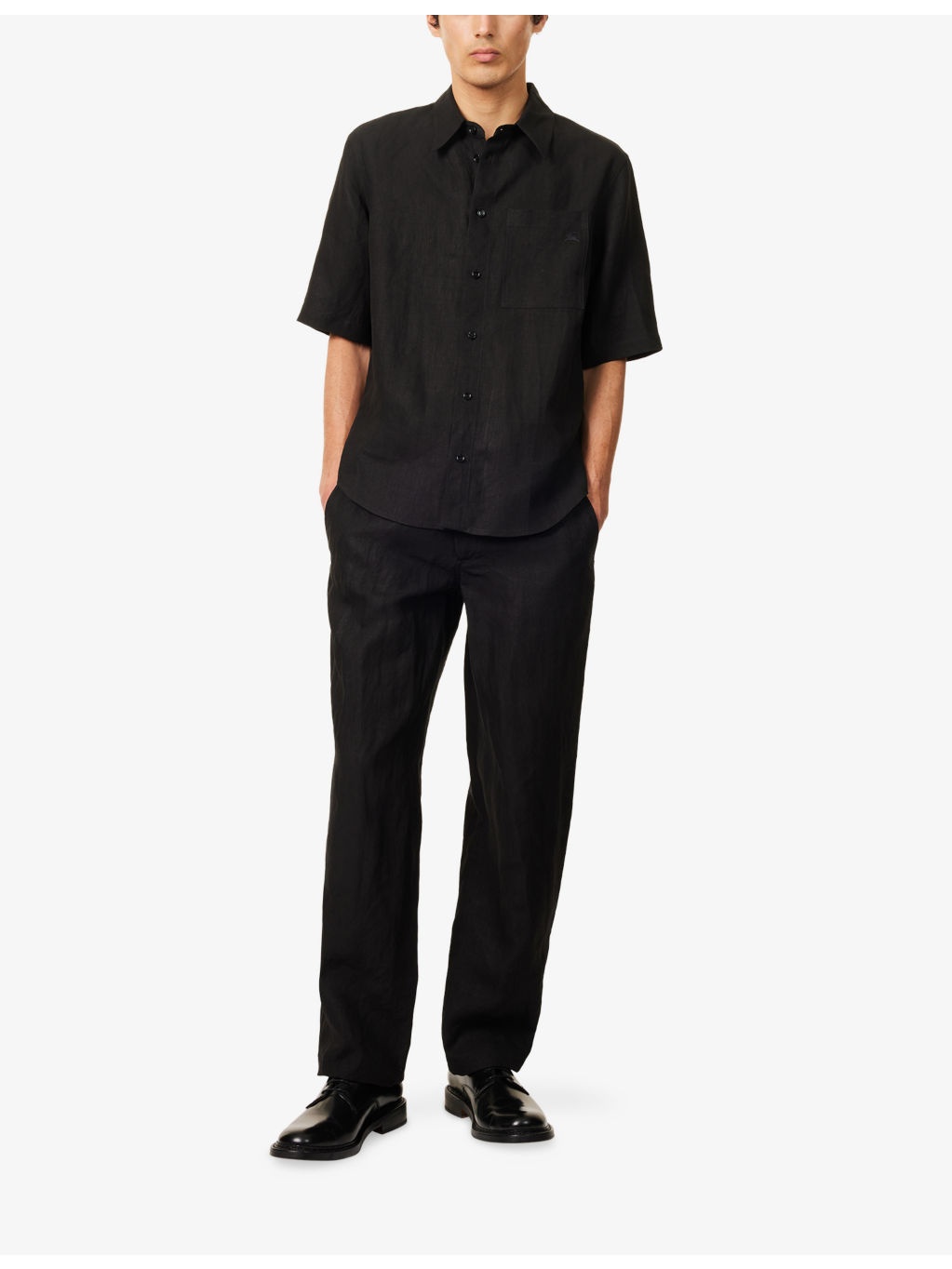 Straight-Leg Drawstring Linen Trousers - 2