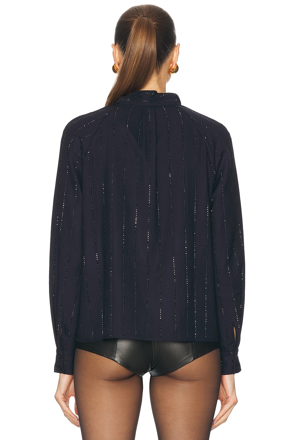 Rhinestone Pinstripe Blouse - 3