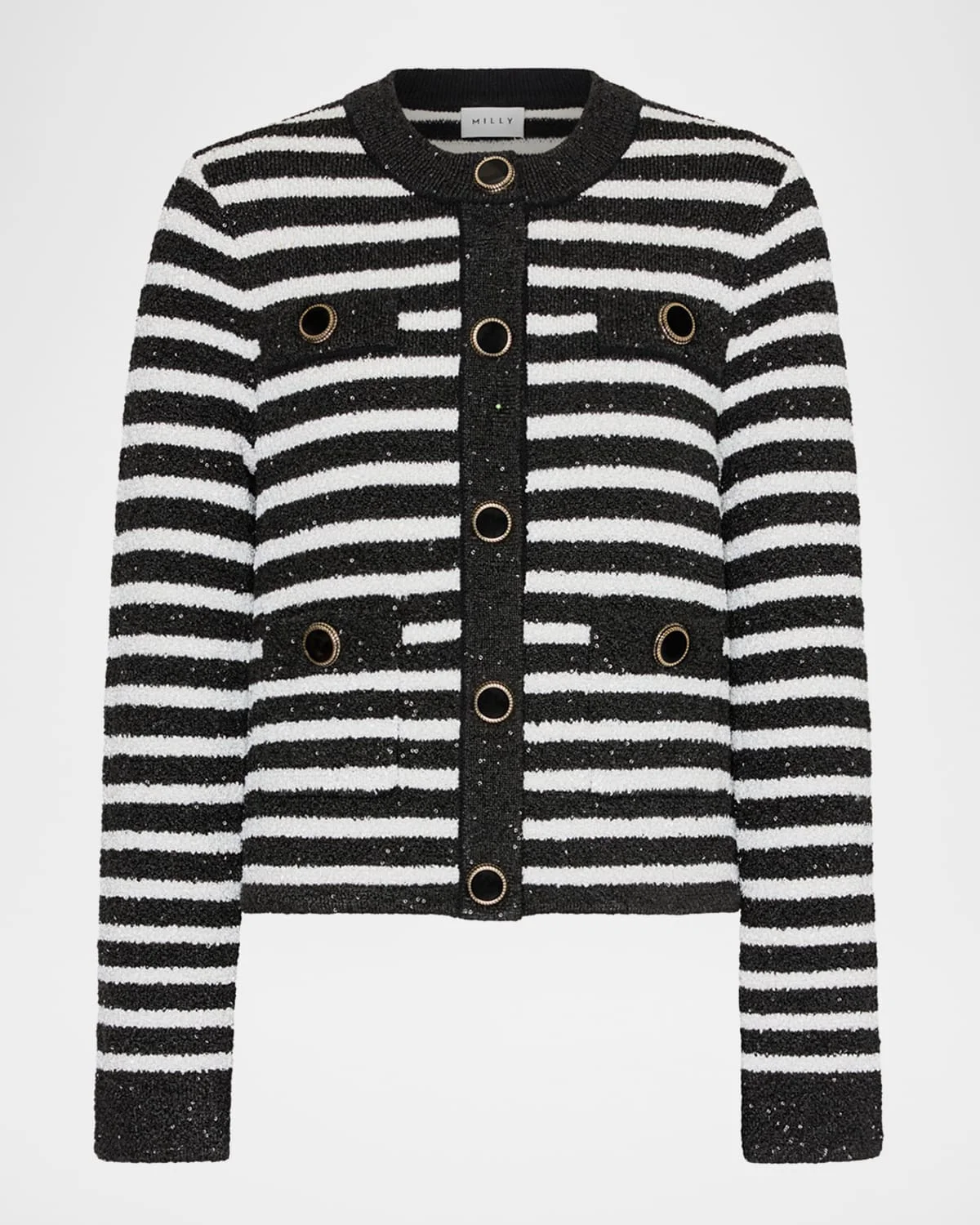 Sequin Striped Cardigan Jacket - 1