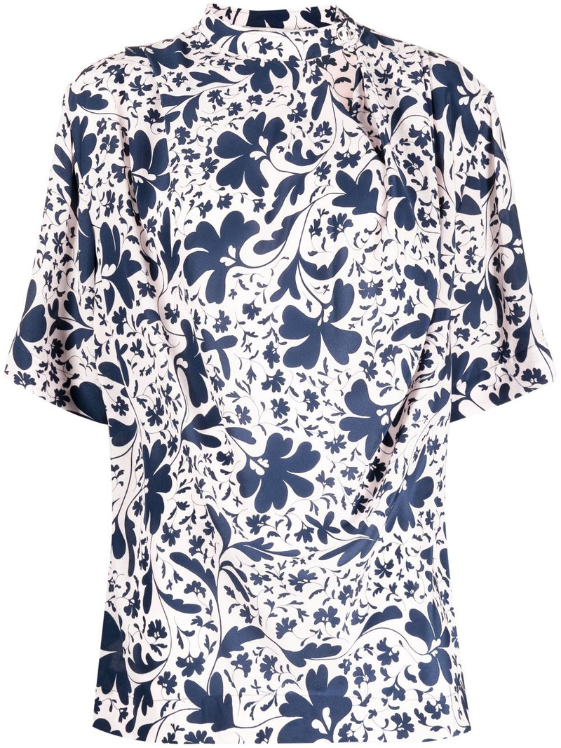 floral-print silk blouse 1