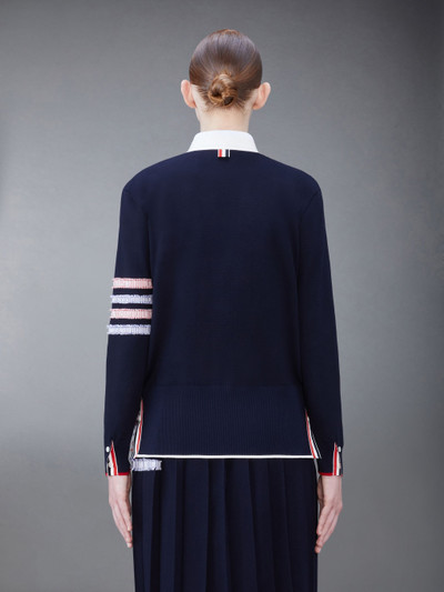 Thom Browne 4-Bar stripe V-neck cardigan outlook