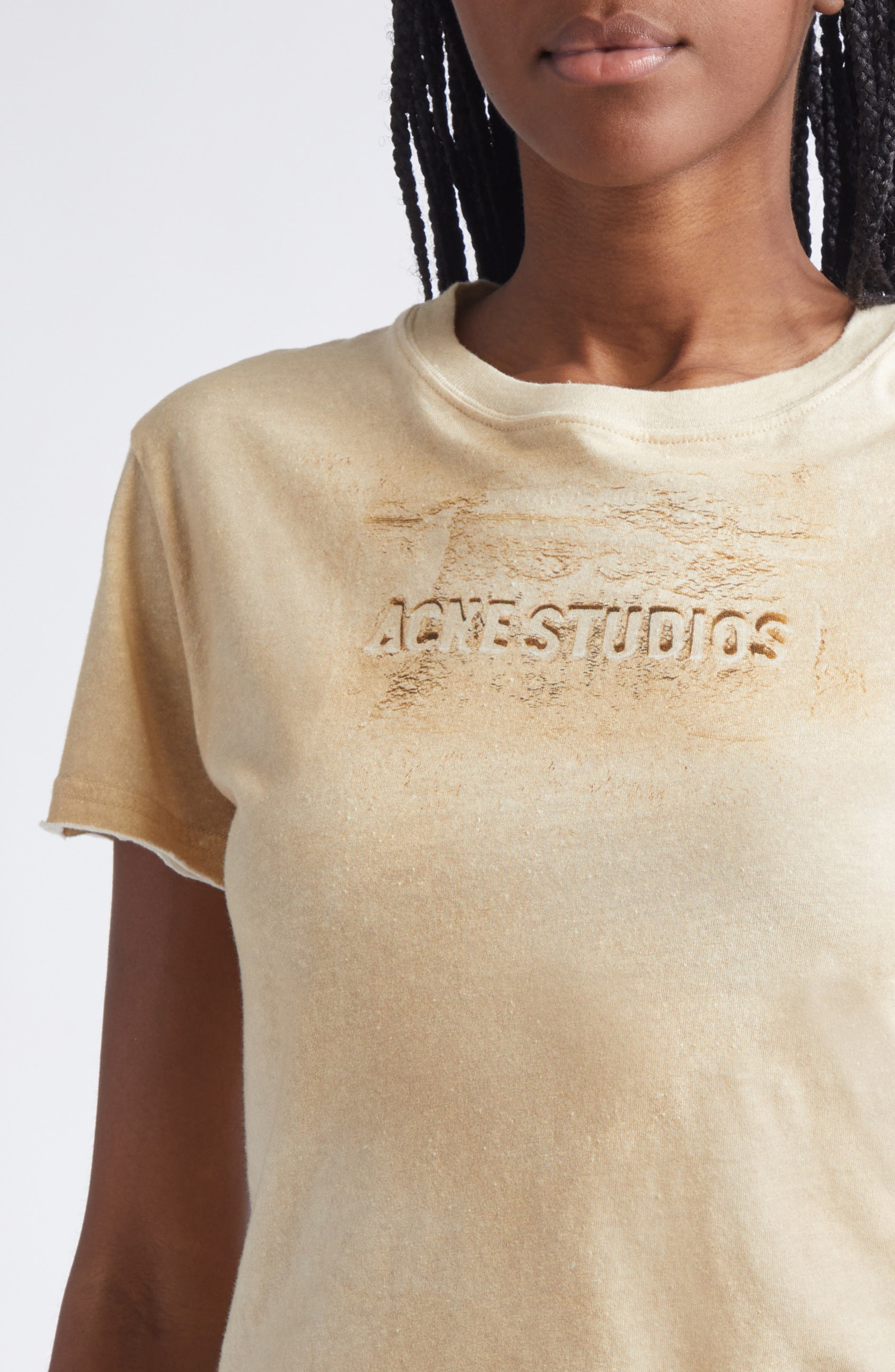 Acne Studios Etza Sand Trompe l'Oeil Cotton T-Shirt in Sand Beige at Nordstrom - 5