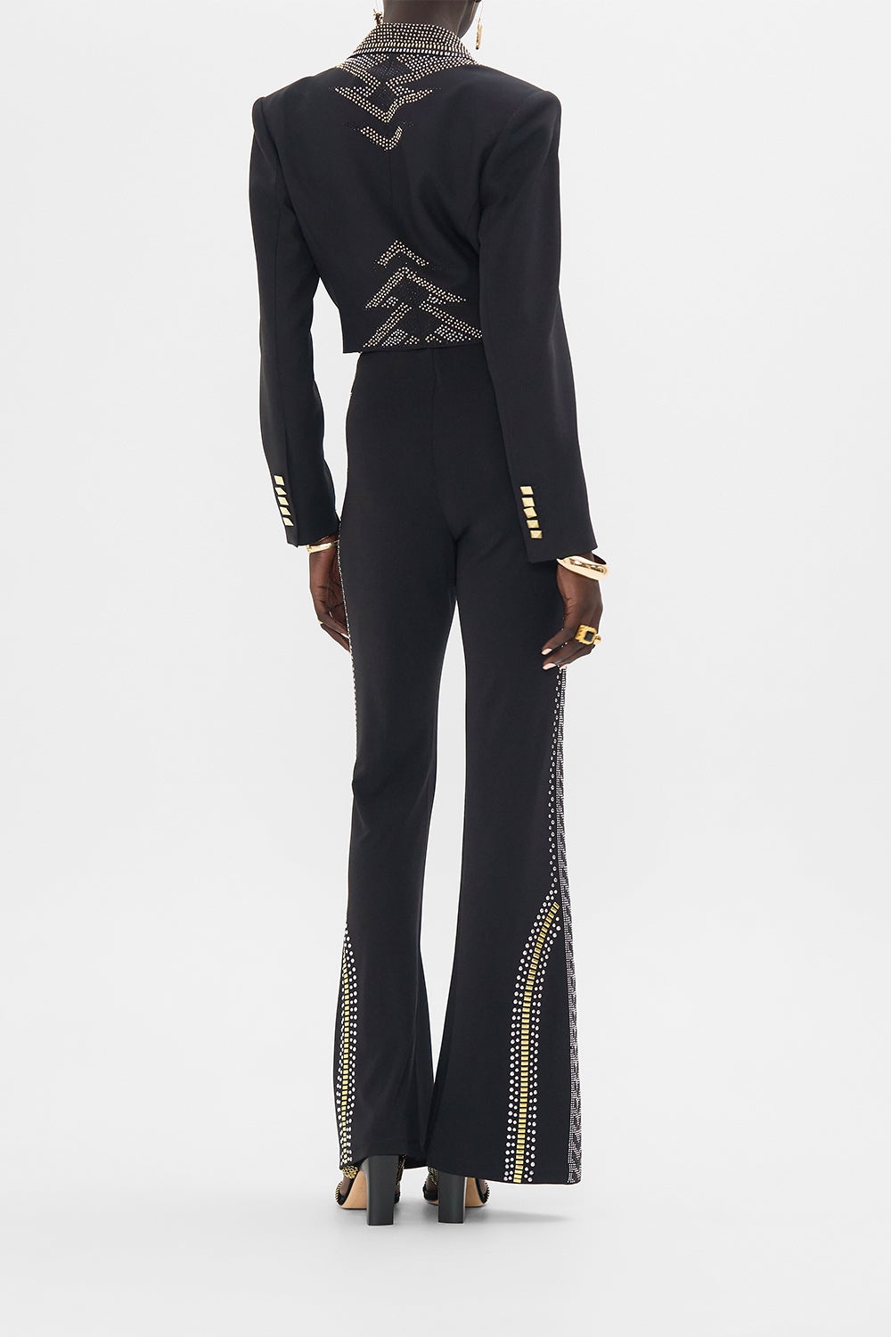 JERSEY FLARE PANT - BLACK/GOLD - 3