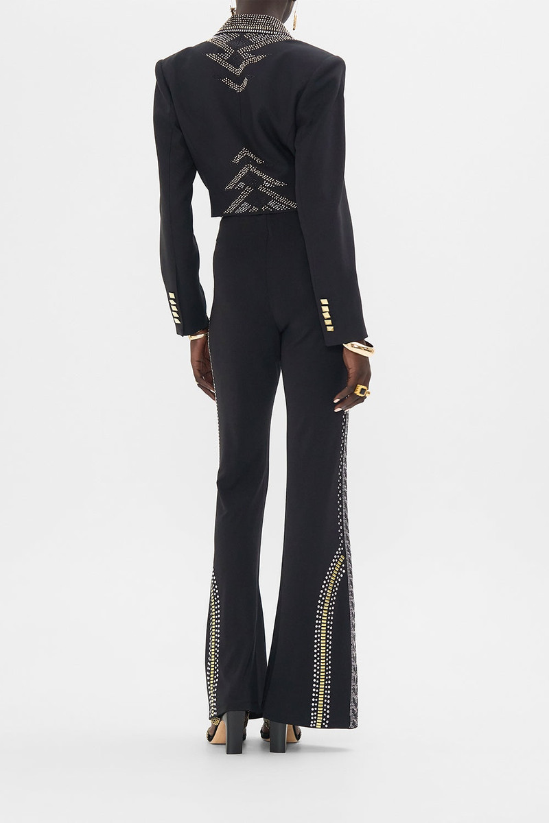 JERSEY FLARE PANT - BLACK/GOLD 3