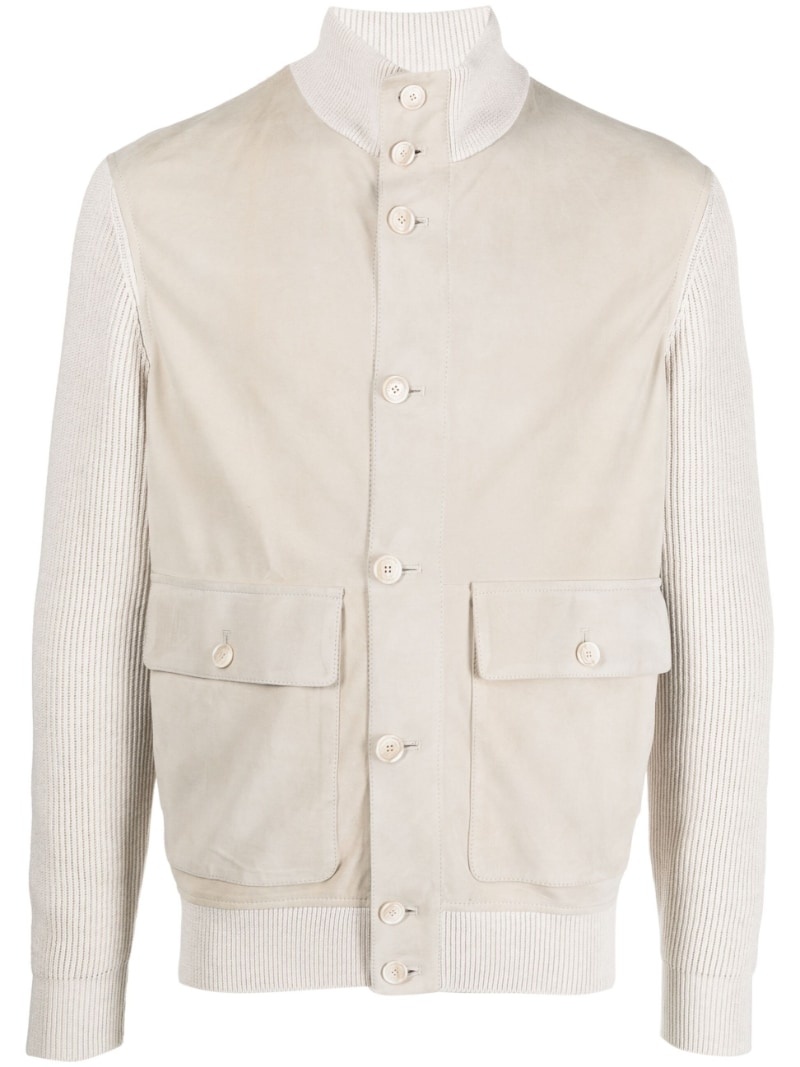 long-sleeve buttoned silk jacket - 1