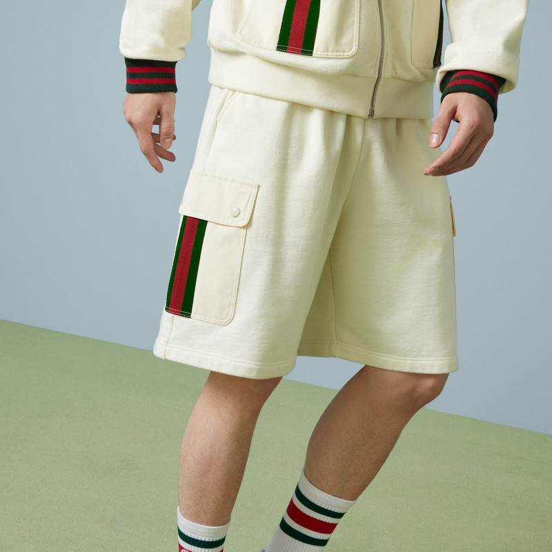 Cotton jersey shorts with Web 3