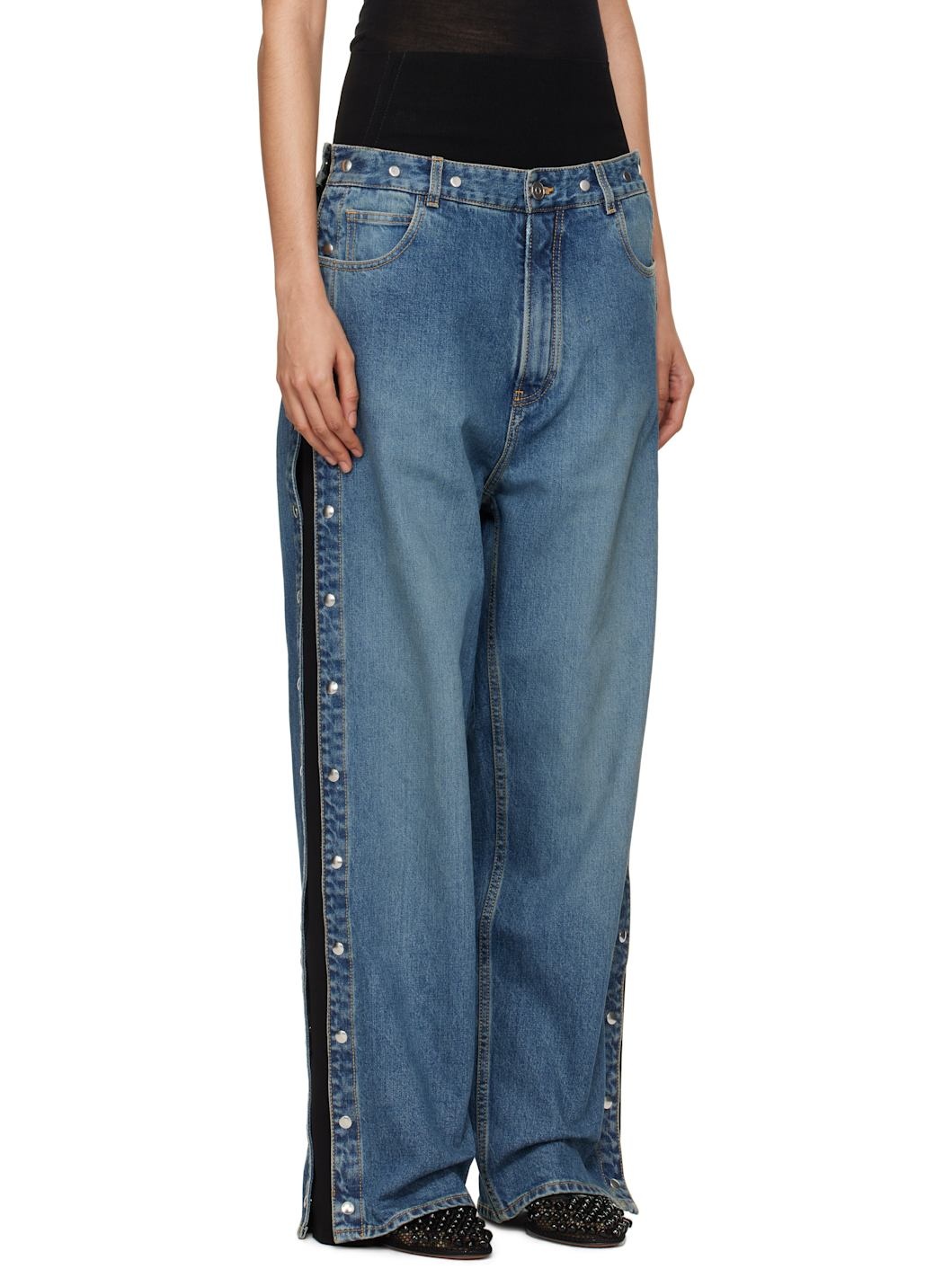 Blue Knit Band Jeans - 2