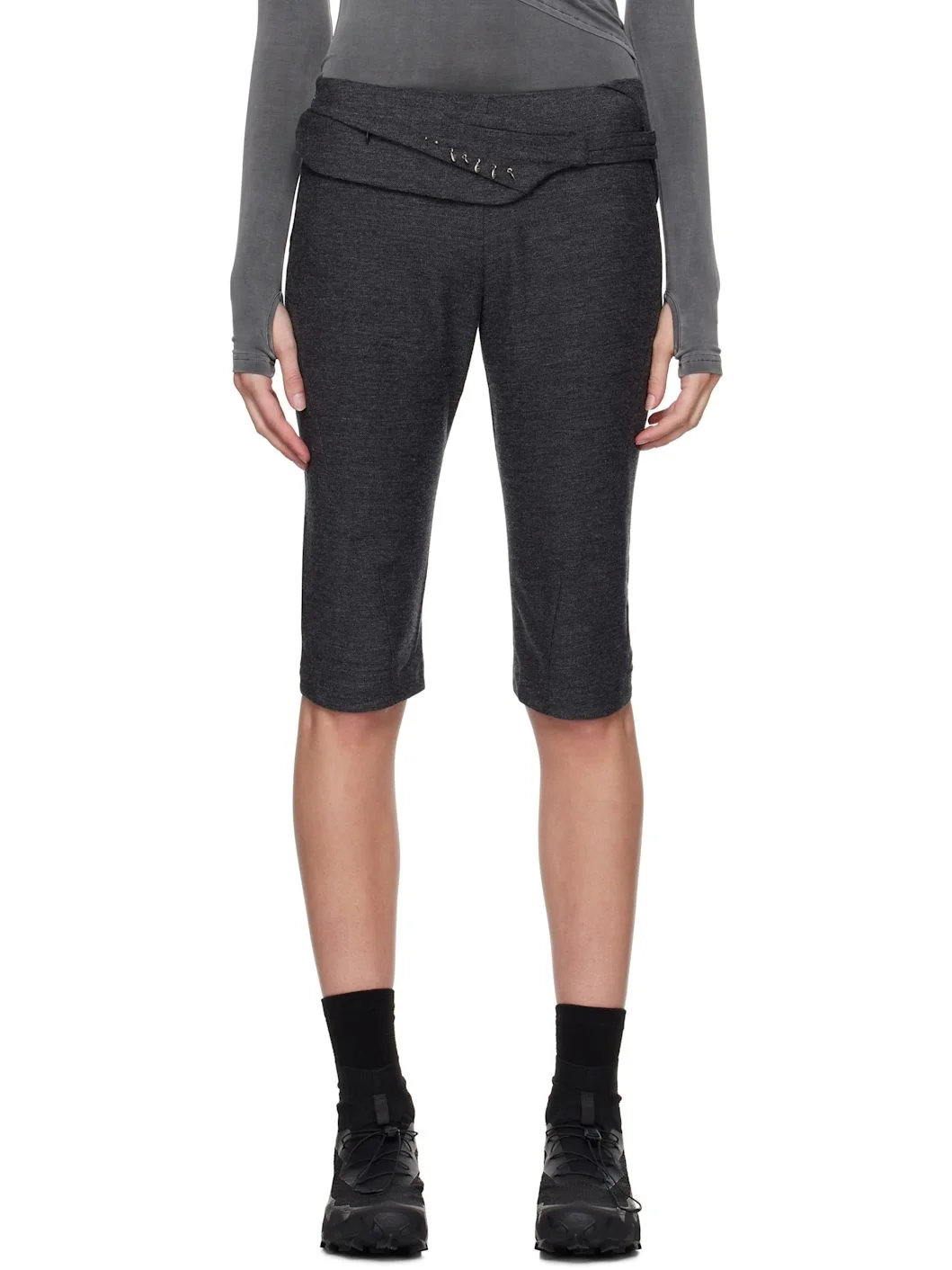 Gray Charm Bag Capri Trousers - 1